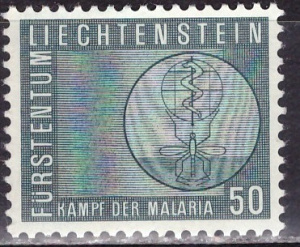 Лихтенштейн, 1962, Борьба с малярией, Комары, 1 марка Лихтенштейн, 1962, Борьба с малярией, Комары, 1 марка